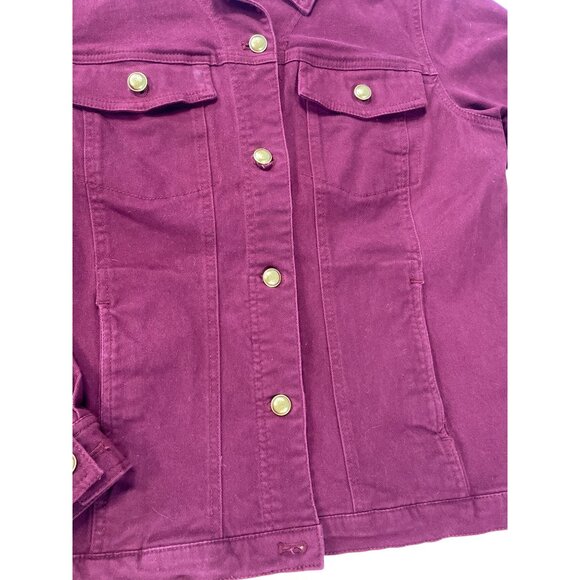 Denim Co. Womens Red Embroidered Gold Buttons Denim Jacket Size S SKU 9458 - Picture 7 of 16